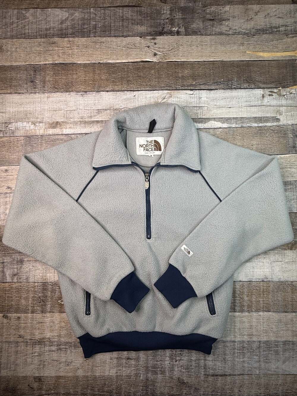 Vintage 80s The North Face Fleece Bomber Jacket Men’s S/M Gray 1/2 Zip USA Made